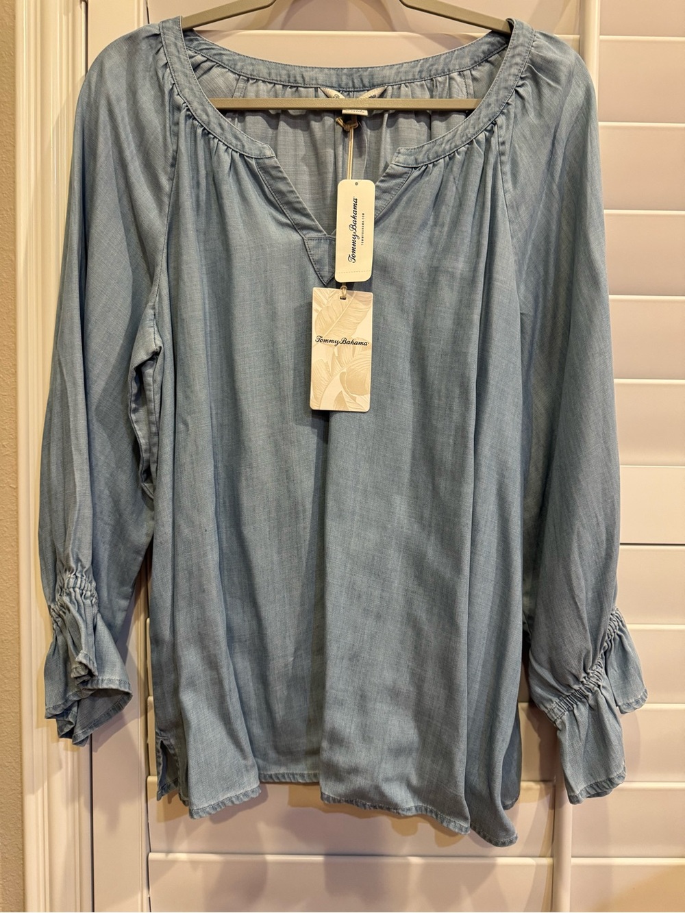 Tommy Bahama Chambray Blue Peasant Tunic